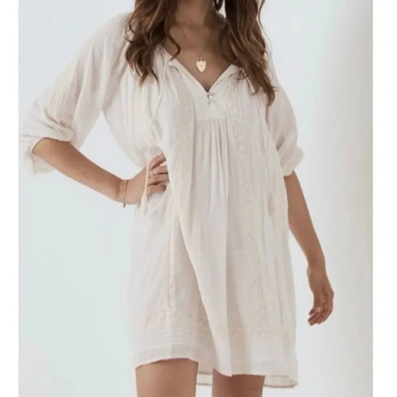 Host Pick SPELL & THE GYPSY COLLECTIVE | Cinder Oversized Cream Tunic Dress | XS - Picture 2 of 10